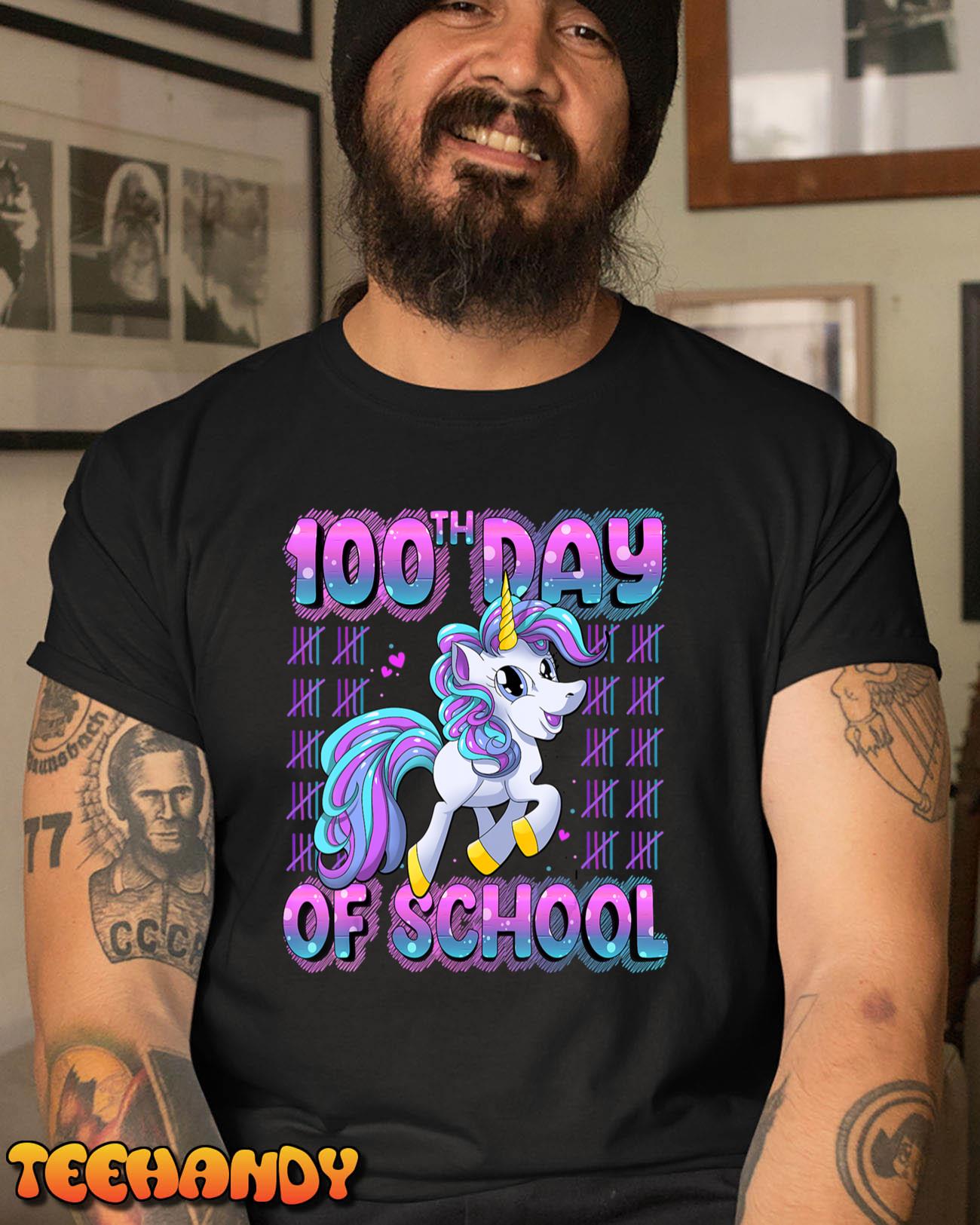 100 Days Of School Shirt Unicorn 100 Days Smarter 100th Day T-Shirt