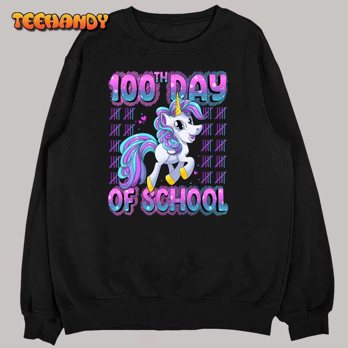 100 Days Of School Shirt Unicorn 100 Days Smarter 100th Day T-Shirt