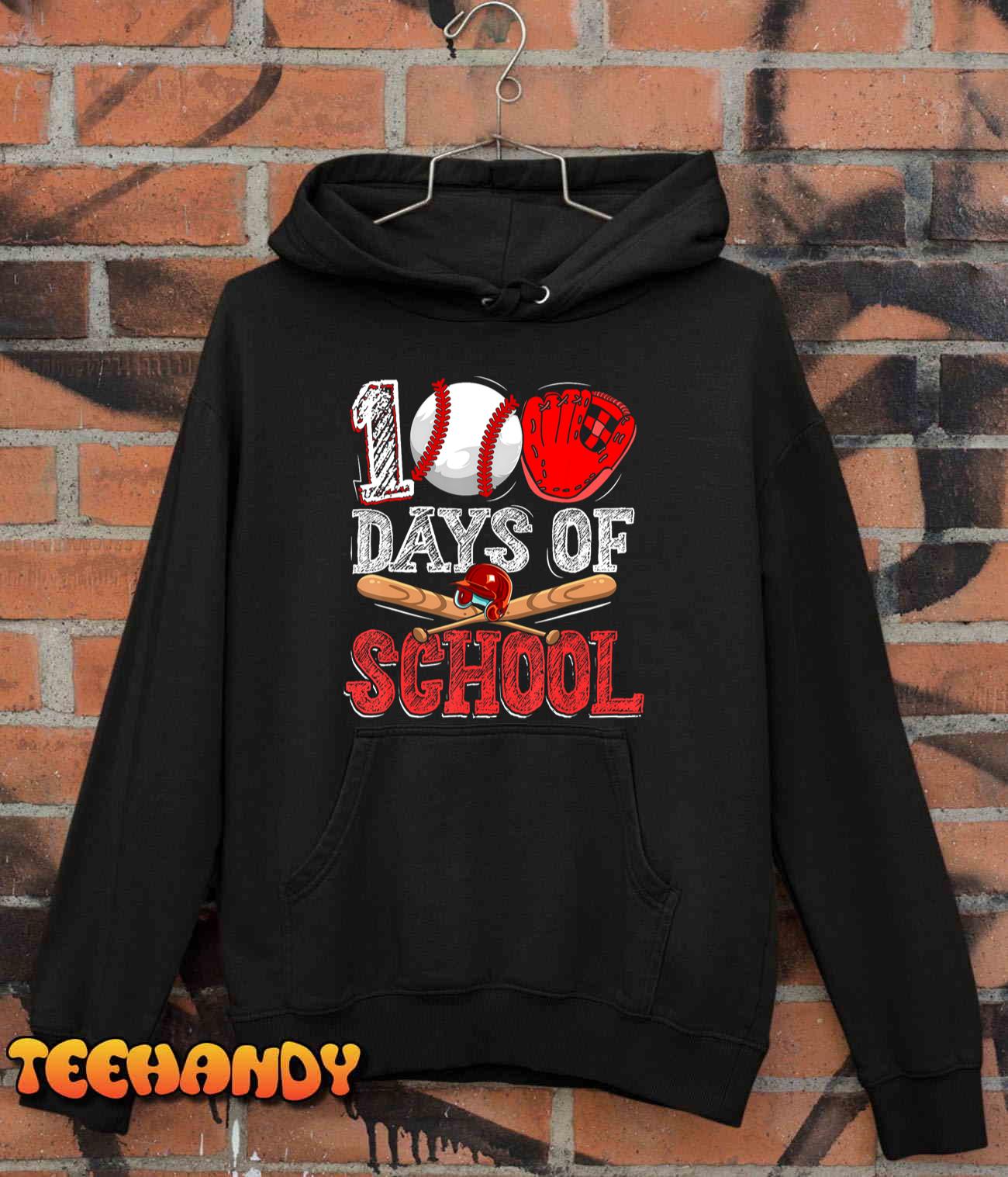 100 Days Of School Baseball 100th Day Student Kids Boys T-Shirt