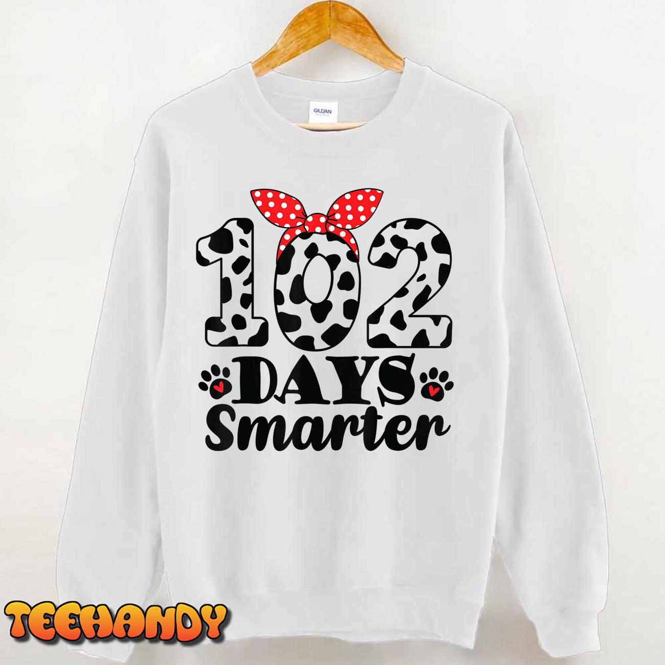 102nd Day of School Teacher Dalmatian 100 Days Smarter Girls T-Shirt