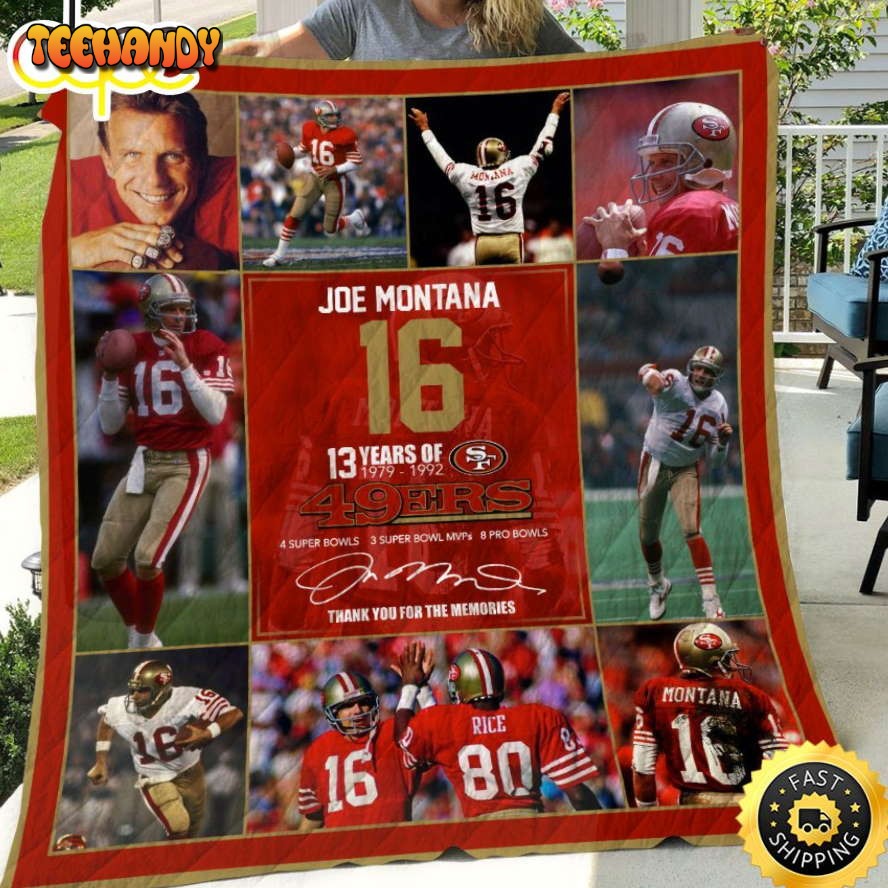 13 Years Of Joe Montana San Francisco 49ers Football Christmas Blanket