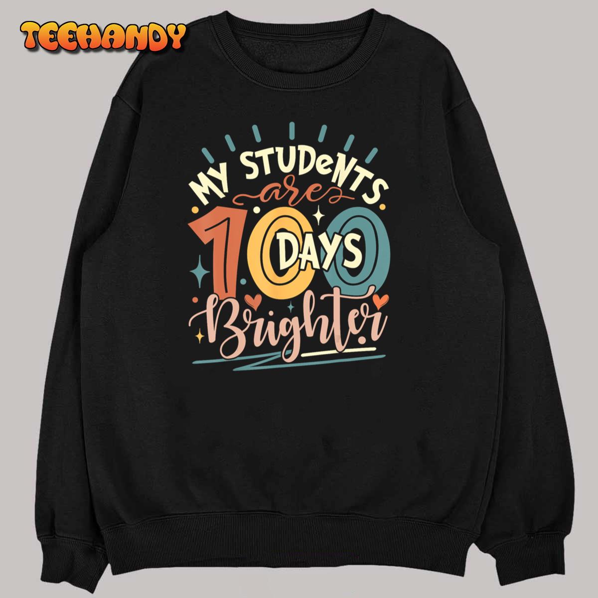 100 Days Brighter Teacher 100th Day of School Teachers Squad T-Shirt