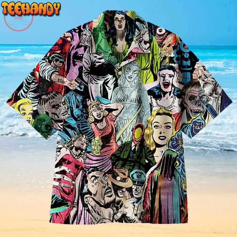 1950s Horror Comics Collage Hawaiian Shirt